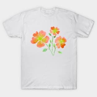 Wild Roses in Orange T-Shirt